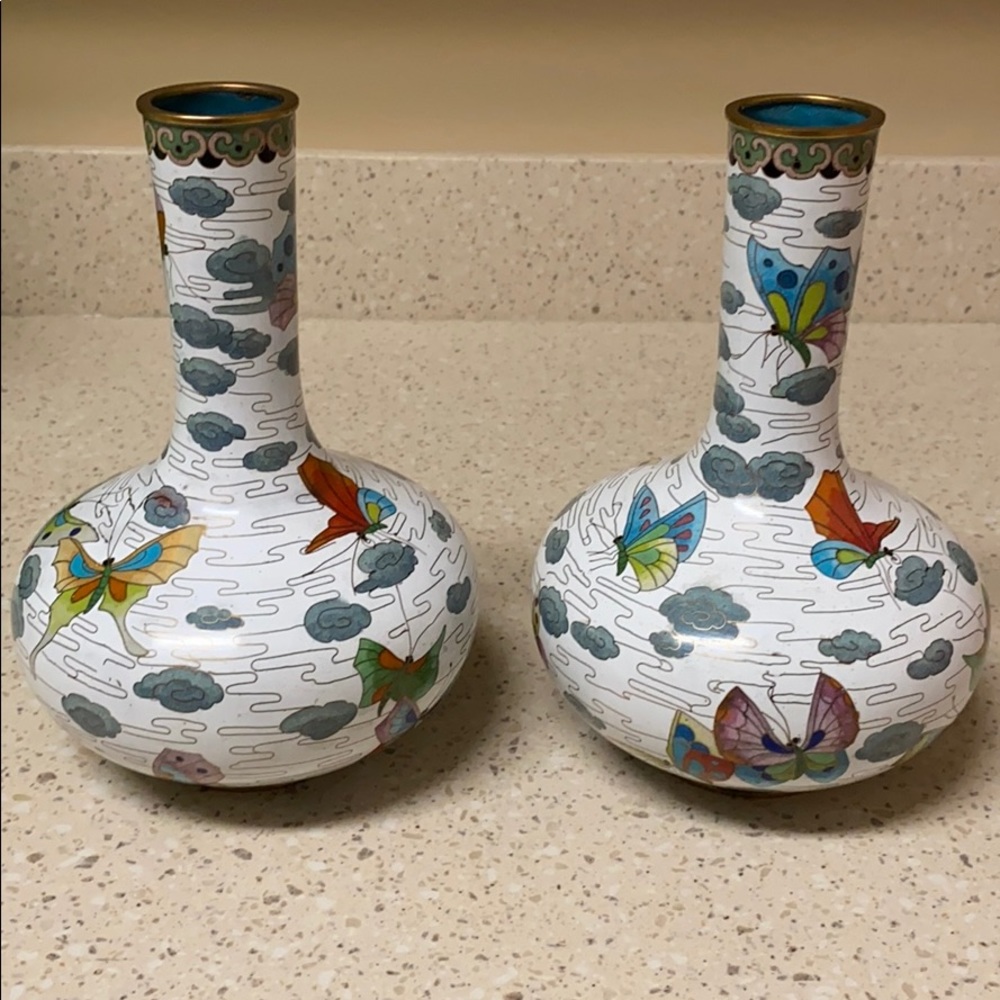 Vintage Pair of Jingfa Cloisonné Vases - Picture 2 of 7